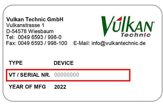 Vulkan Technic type plate example